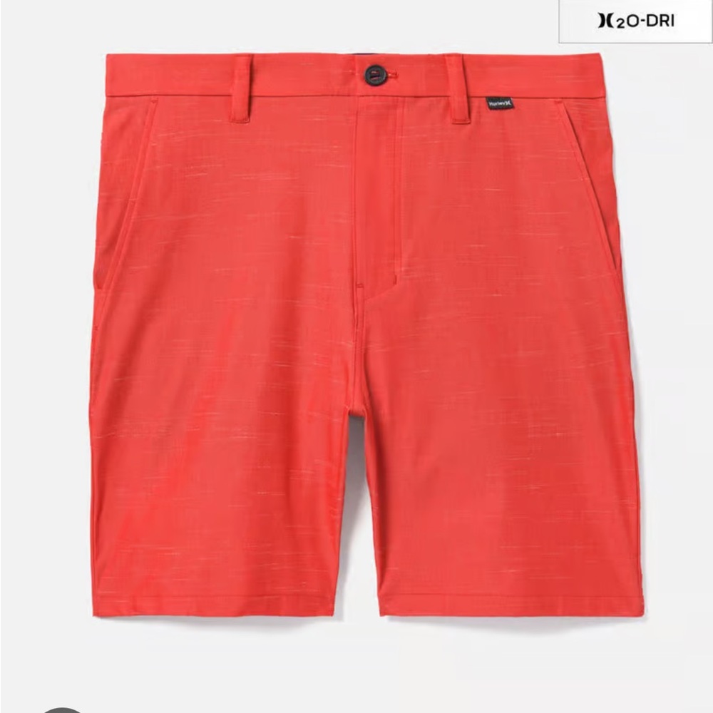 Hurley H2O-DRI Cole Stretchband Walkshorts 19” Coral Red Size 32 NWT